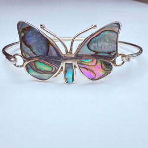 Taxco Costello Ramos Abalone Butterfly 925 Sterling Silver VTG Bracelet Mexico